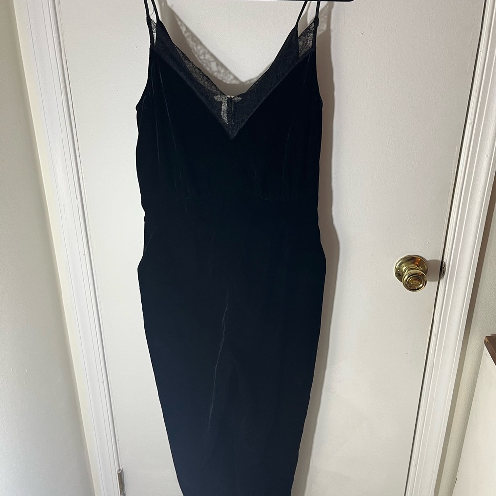 H&M Black Lace Trim Velvet Jumpsuit - Picture 8 of 12